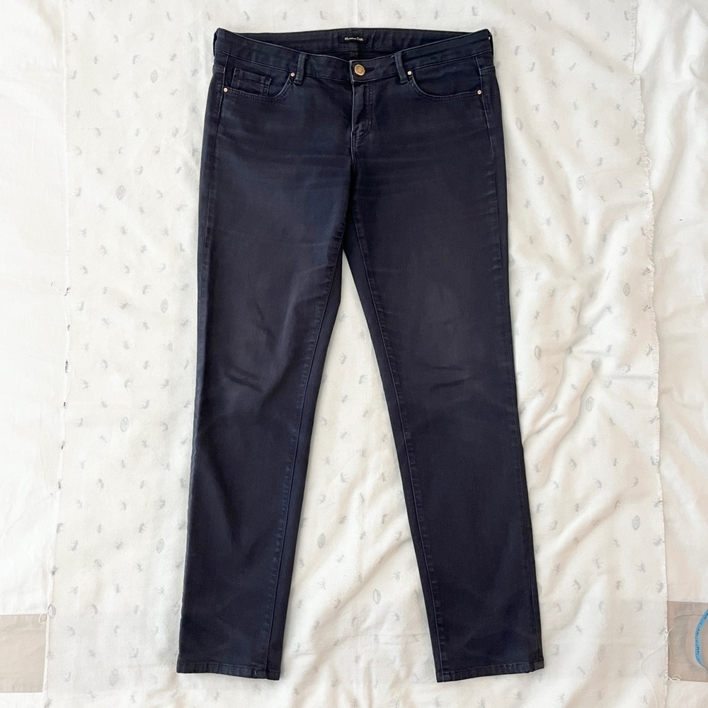 Massimo Dutti Dark Wash Mid-Rise Slim Fit Jeans – Timeless Essential, Size 10